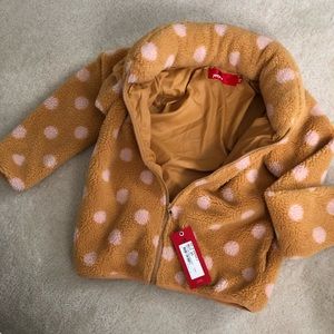 Polka Dot Sweater / Jacket - Puff Collar - S-M